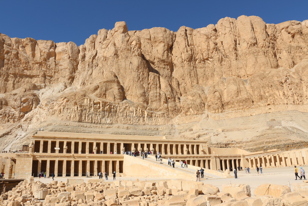 Walking through the Temple of Hatshepsut while being slowing roasted by the brutal sun in Luxor