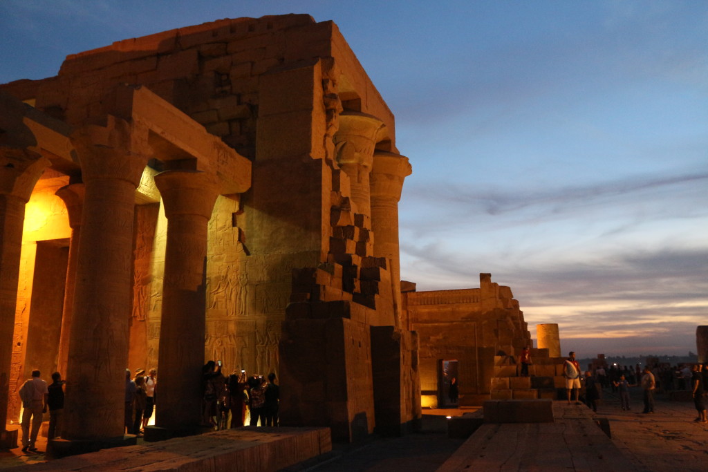 Visiting the beautiful small Temple of Kom Ombo twice: First early in the morning without any other tourists. Then again during the evening.